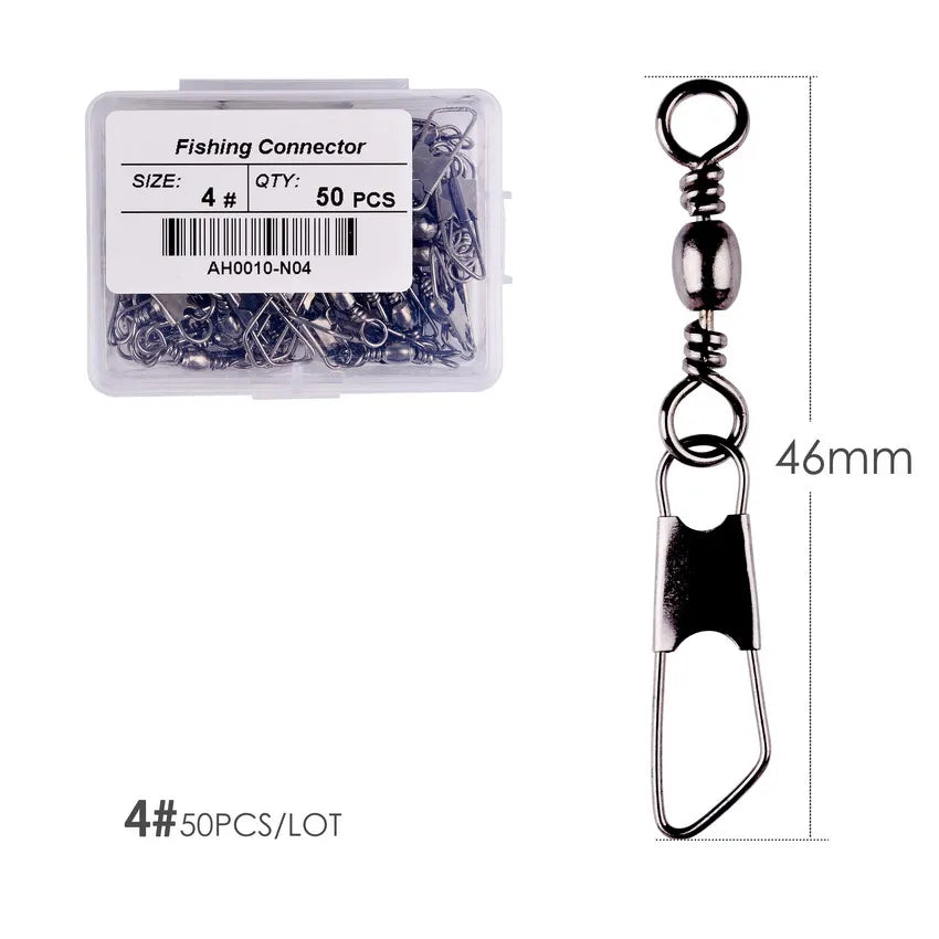 50-Piece Brass Barrel Fishing Swivels – Stainless Steel Ring Connectors Size 4 - 1.81 in (46 mm) Nova Fishing & Outdoors