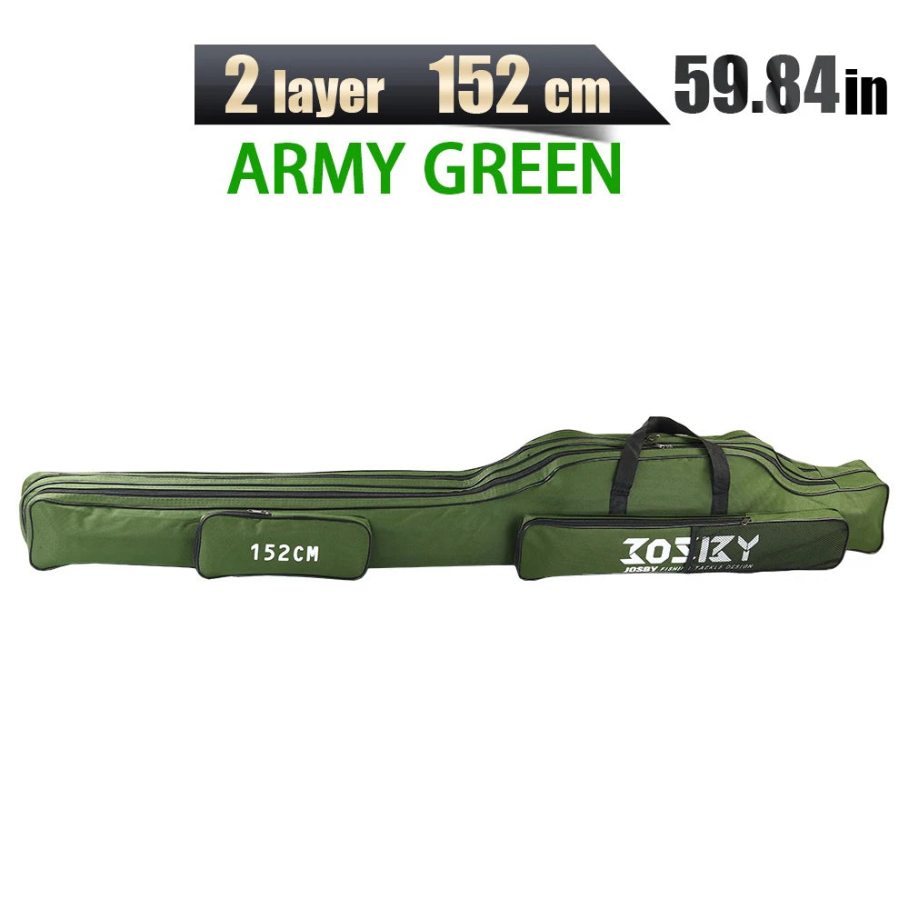 Nova Multi-Purpose Oxford Cloth Foldable Fishing Rod Bag Tools Carrier Case 60-180CM Green 152CM 2 Layer Green Nova Fishing & Outdoors