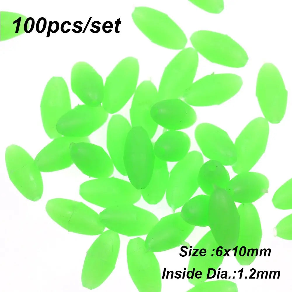 Nova Luminous Float Beads – Glowing Oval Rig Beads for Surf & Bottom Fishing (100pc) Color J Nova Fishing & Outdoors