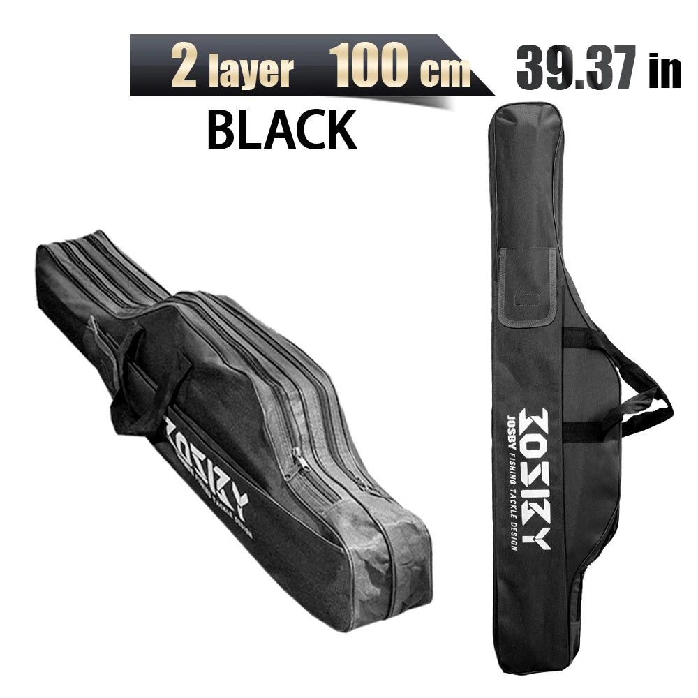 Nova Multi-Purpose Oxford Cloth Foldable Fishing Rod Bag Tools Carrier Case 60-180CM Green 100CM 2 Layer Black Nova Fishing & Outdoors