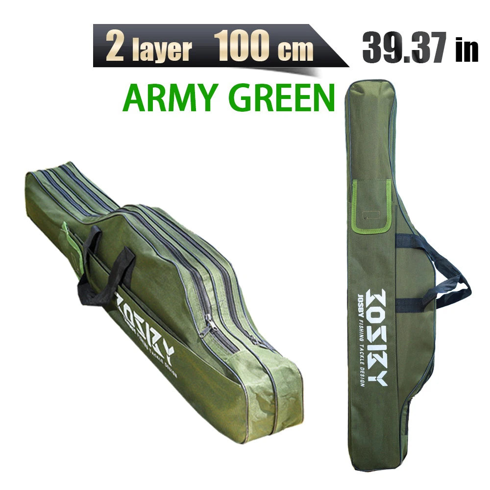 Nova Multi-Purpose Oxford Cloth Foldable Fishing Rod Bag Tools Carrier Case 60-180CM Green 100CM 2 Layer Green Nova Fishing & Outdoors