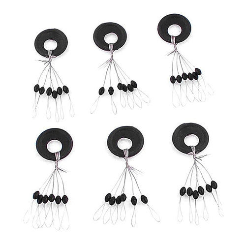 Black Rubber Space Beans – 60pc Oval Bobber Stoppers for Float Fishing - 60Pc Oval Three Sizes Nova Fishing & Outdoors