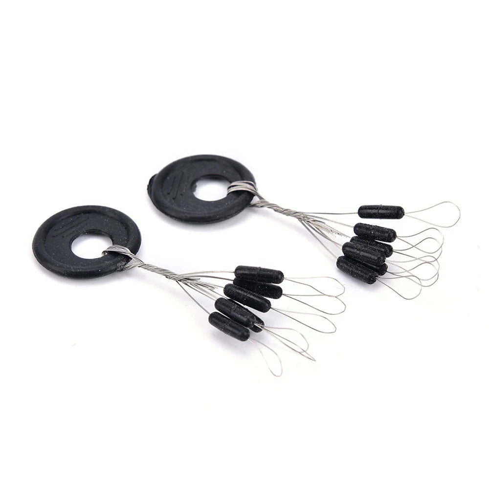 Black Rubber Space Beans – 60pc Oval Bobber Stoppers for Float Fishing - 60Pc Oval Three Sizes Nova Fishing & Outdoors