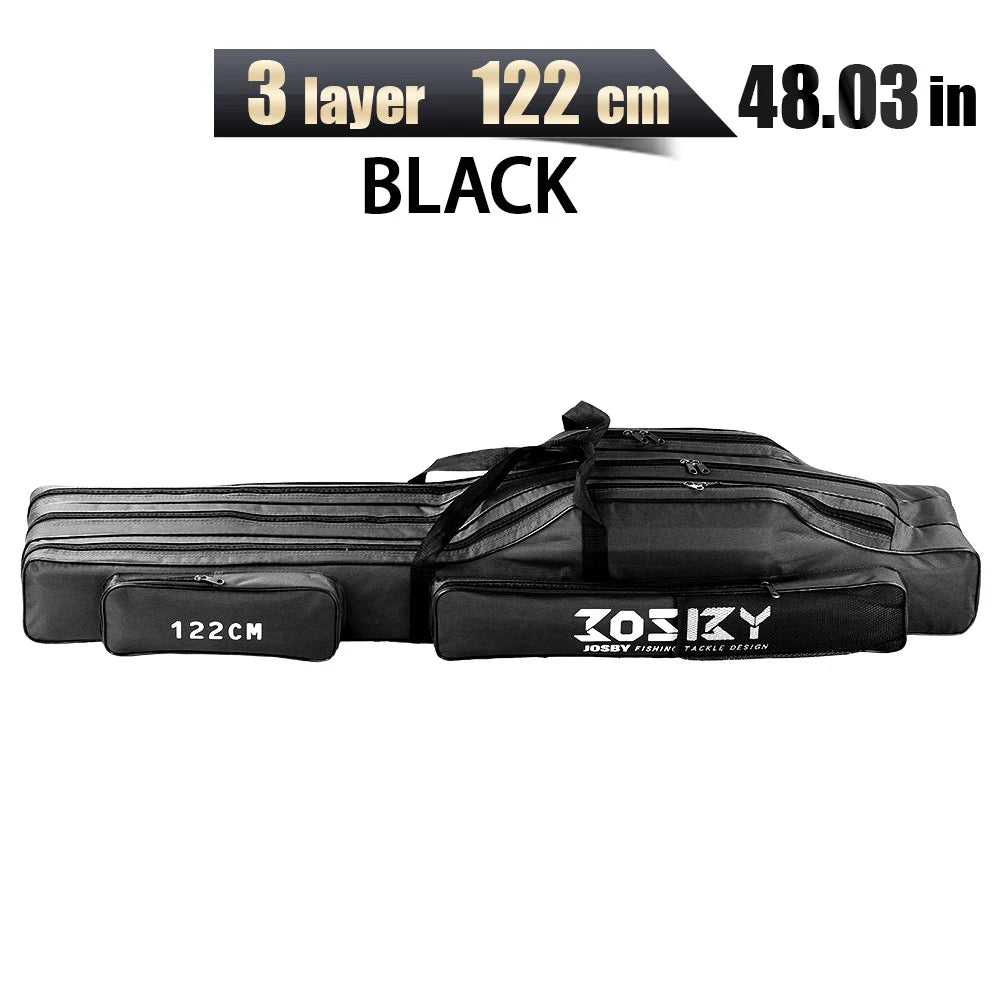 Nova Multi-Purpose Oxford Cloth Foldable Fishing Rod Bag Tools Carrier Case 60-180CM Green 122CM 3 Layer Black Nova Fishing & Outdoors