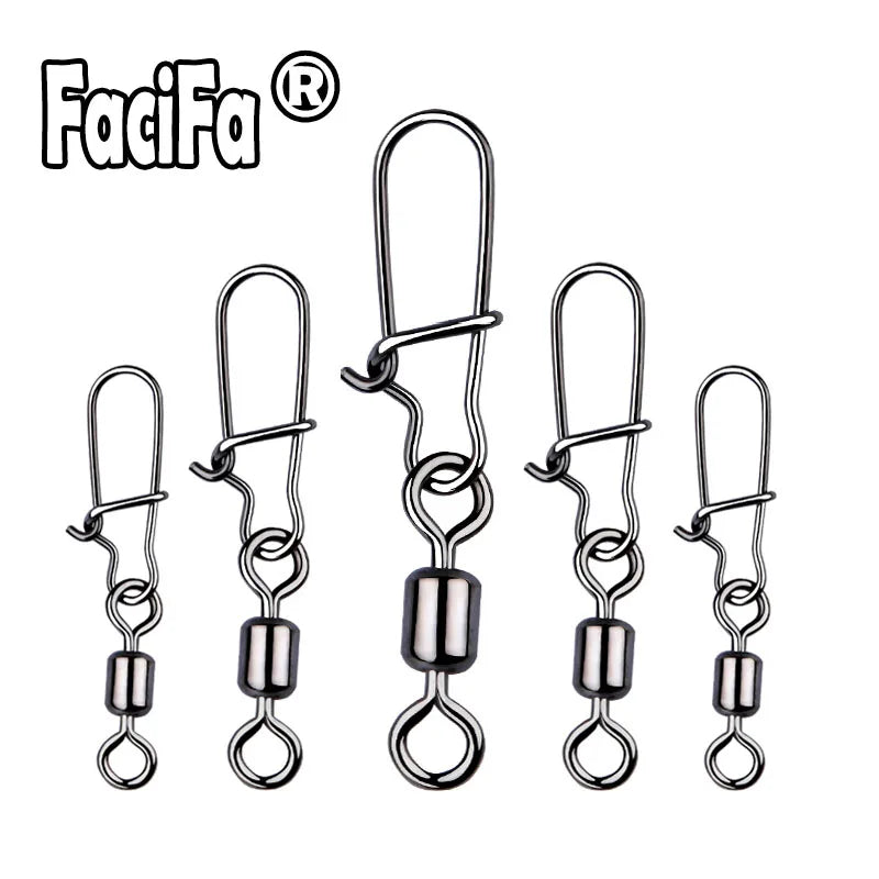 Nova Bearing Swivels with Snap – Bulk Stainless & Brass Lure Connectors (100pc)