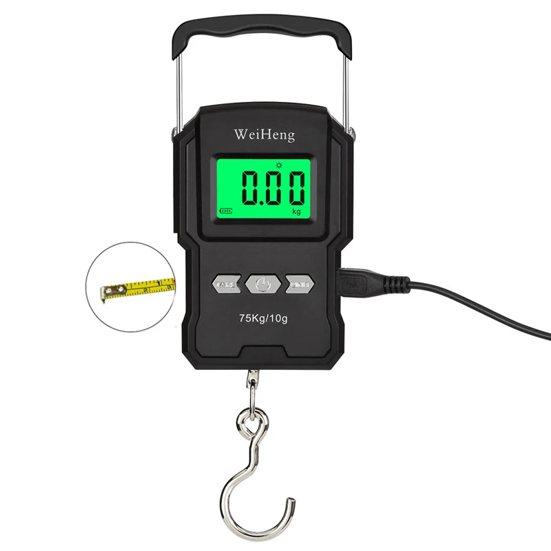 Nova Digital Fishing Scale – 75kg/10g Capacity with Retractable Tape Measure & Backlit LCD Nova Fishing & Outdoors