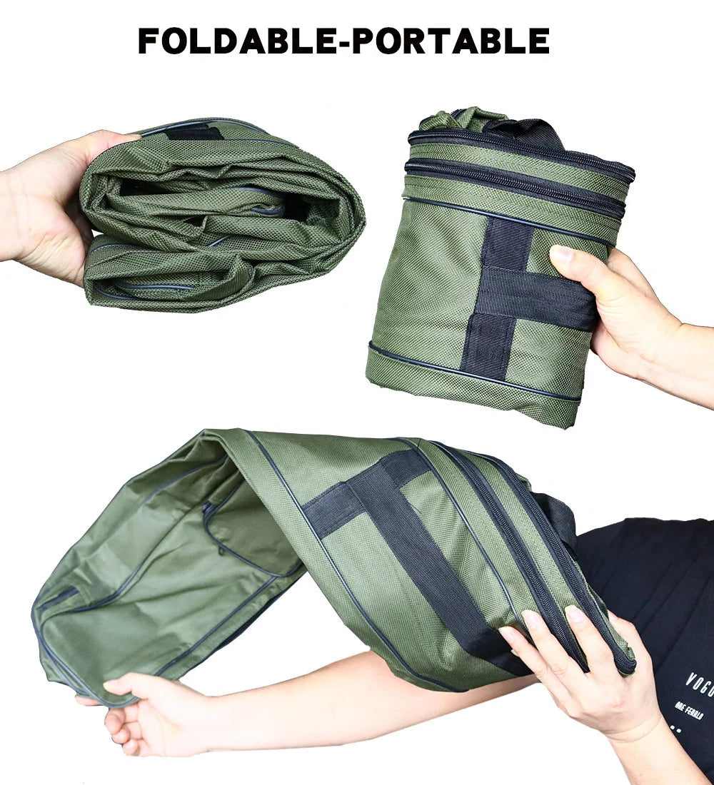 Nova Multi-Purpose Oxford Cloth Foldable Fishing Rod Bag Tools Carrier Case 60-180CM Green