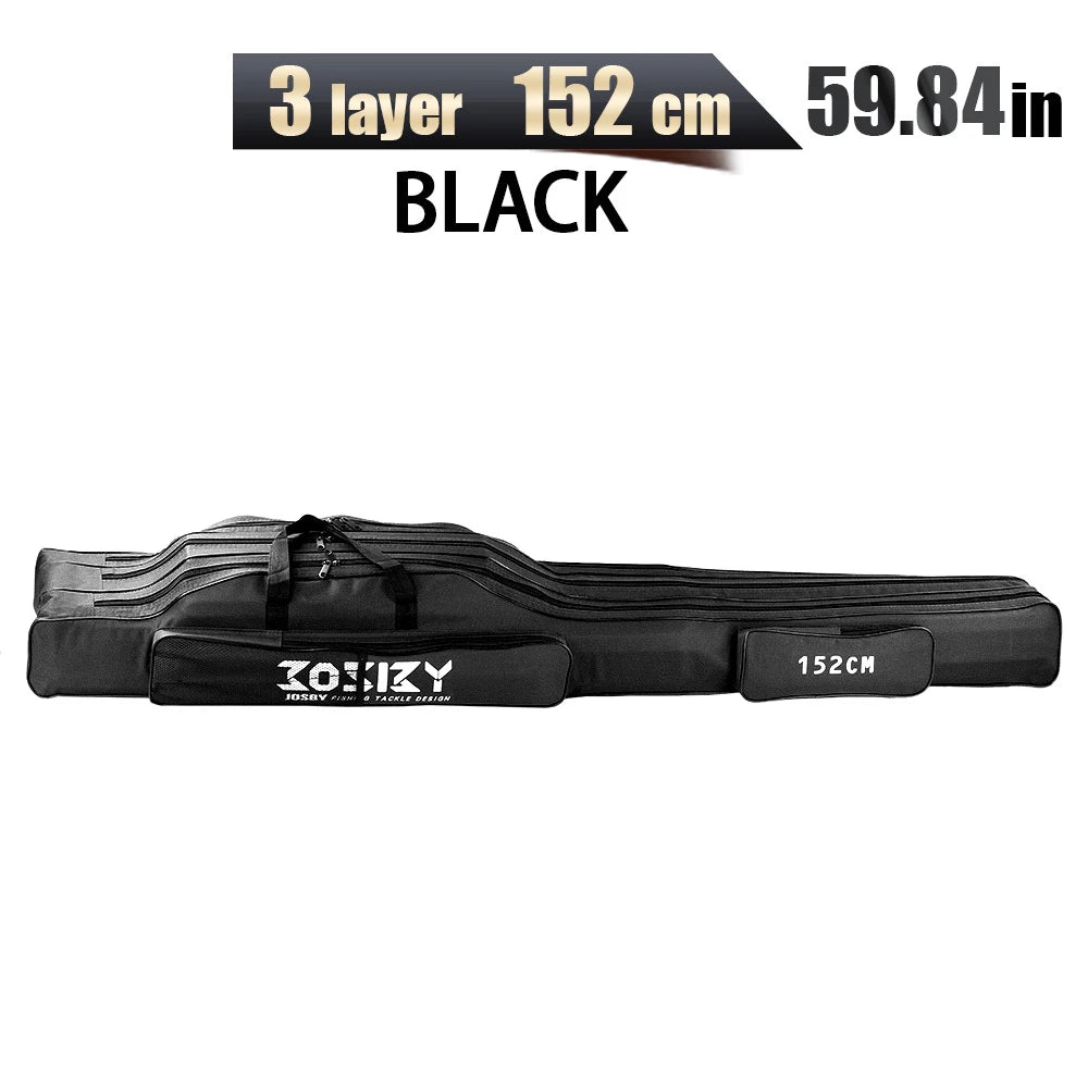 Nova Multi-Purpose Oxford Cloth Foldable Fishing Rod Bag Tools Carrier Case 60-180CM Green 152CM 3 Layer Black Nova Fishing & Outdoors