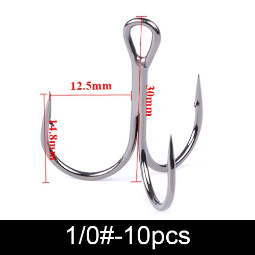 Nova Super Sharp Treble Hooks – High Carbon Steel Barbed Lure Hooks, Sizes 3/0–#14 (10/20-Pack) 1-0 Nova Fishing & Outdoors