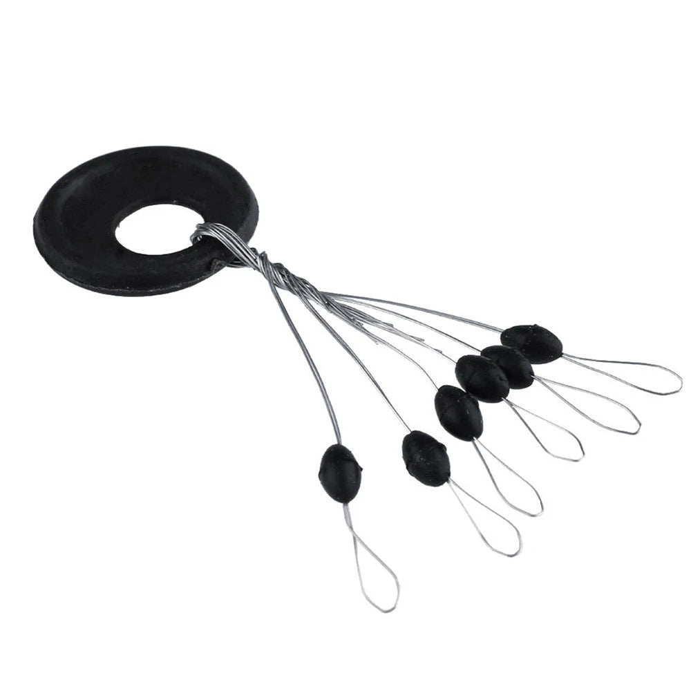Black Rubber Space Beans – 60pc Oval Bobber Stoppers for Float Fishing - 60Pc Oval Three Sizes Nova Fishing & Outdoors