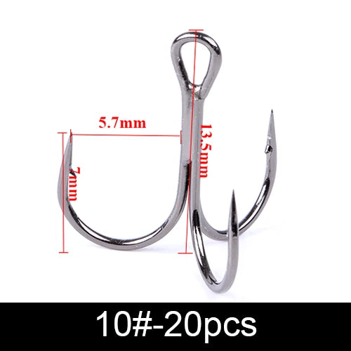 Nova Super Sharp Treble Hooks – High Carbon Steel Barbed Lure Hooks, Sizes 3/0–#14 (10/20-Pack) 10 Nova Fishing & Outdoors