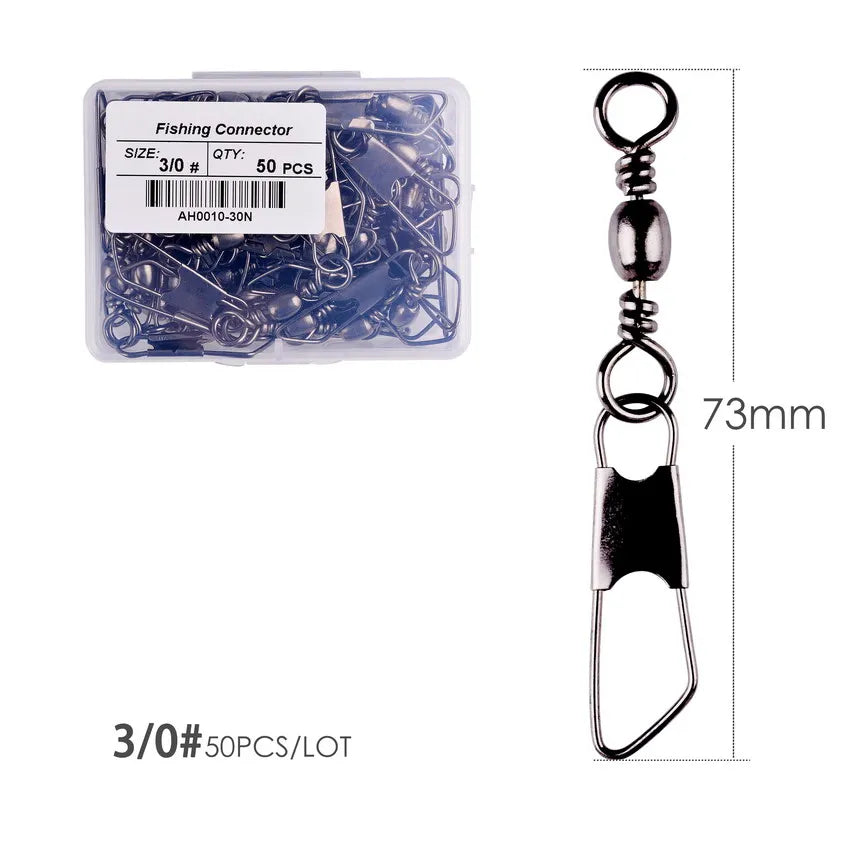 50-Piece Brass Barrel Fishing Swivels – Stainless Steel Ring Connectors Size 30 - 2.87 in (73 mm) Nova Fishing & Outdoors