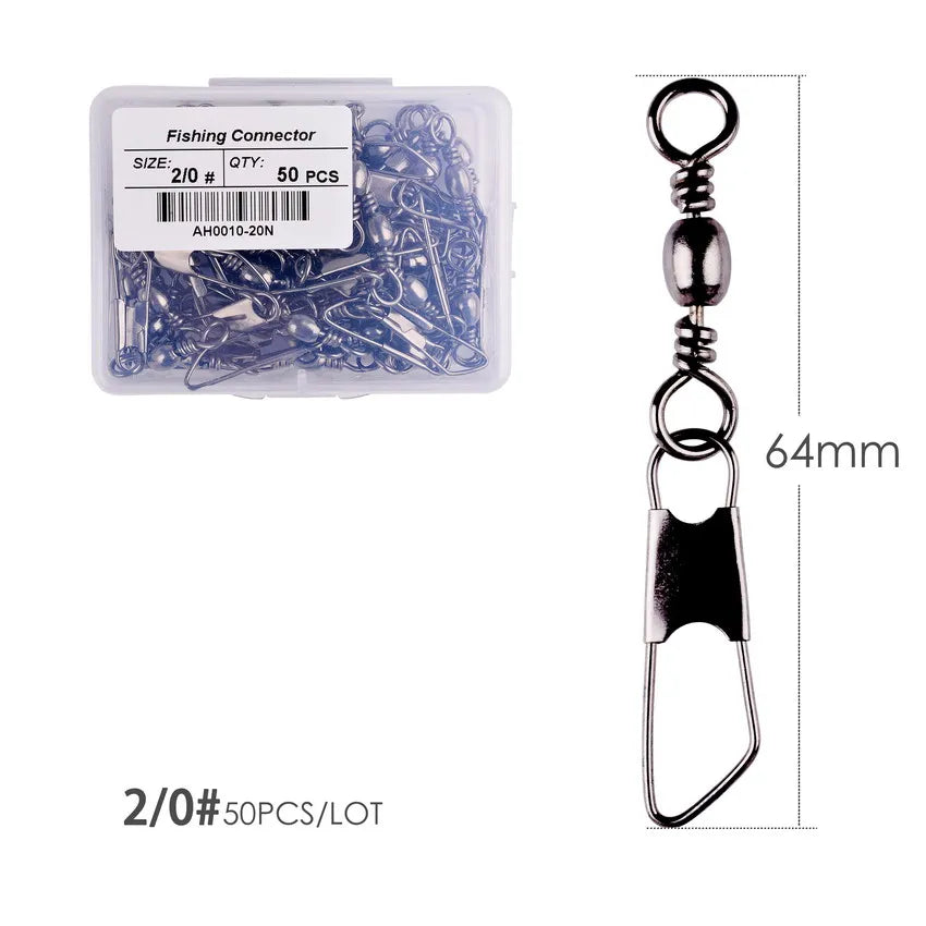 50-Piece Brass Barrel Fishing Swivels – Stainless Steel Ring Connectors Size 20 - 2.52 in (64 mm) Nova Fishing & Outdoors