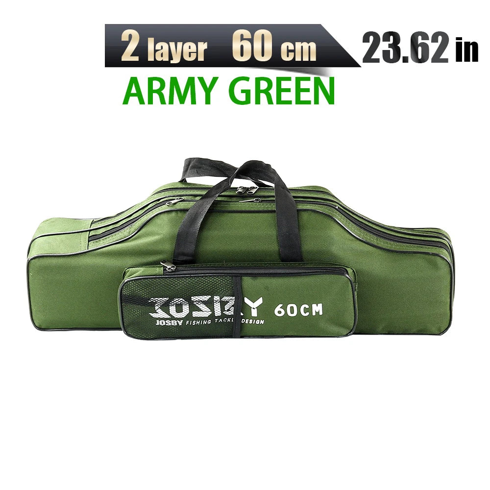 Nova Multi-Purpose Oxford Cloth Foldable Fishing Rod Bag Tools Carrier Case 60-180CM Green 60CM 2 Layer Green Nova Fishing & Outdoors