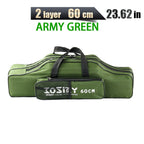Nova Multi-Purpose Oxford Cloth Foldable Fishing Rod Bag Tools Carrier Case 60-180CM Green 60CM 2 Layer Green Nova Fishing & Outdoors