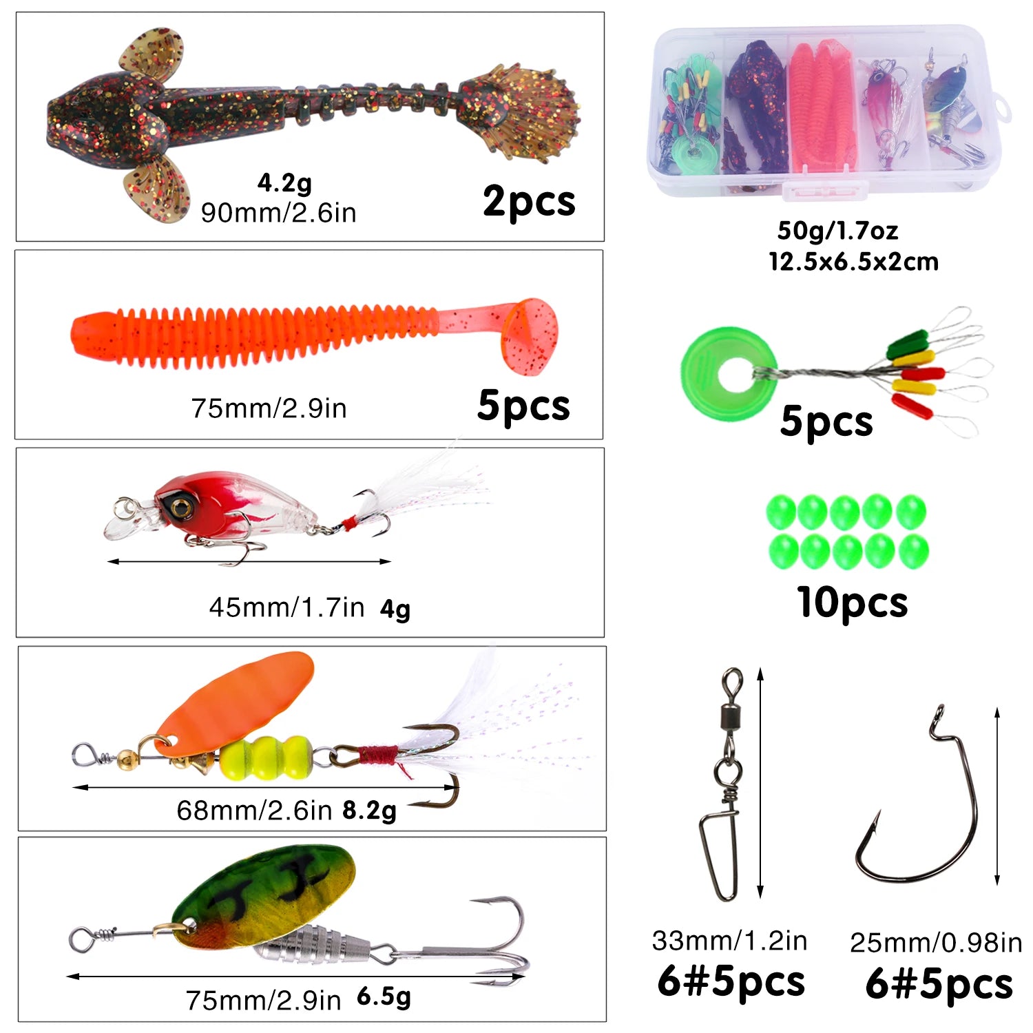 Nova Freshwater Fishing Starter Pack - Soft Plastics, Jigheads, and Rigging Hardware Box Combo