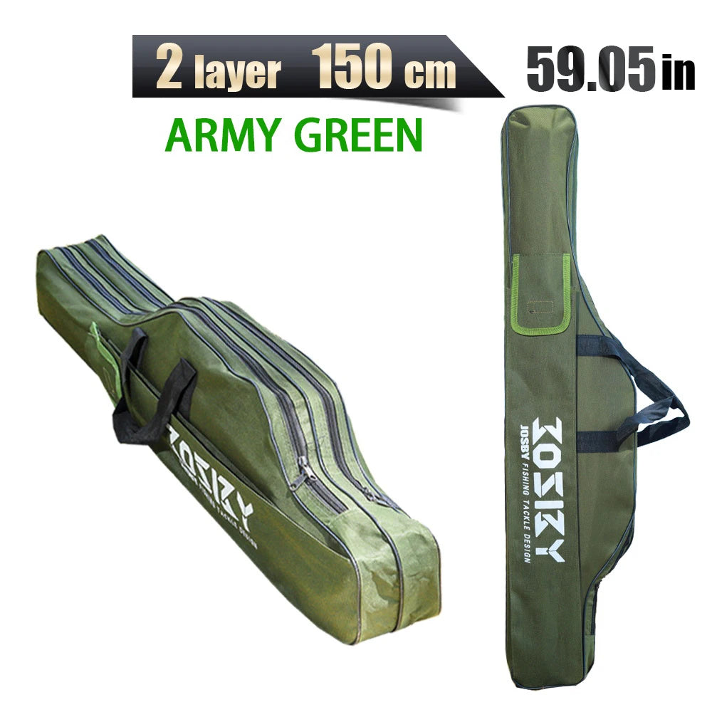 Nova Multi-Purpose Oxford Cloth Foldable Fishing Rod Bag Tools Carrier Case 60-180CM Green 150CM 2 Layer Green Nova Fishing & Outdoors