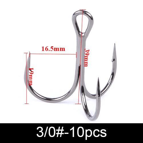 Nova Super Sharp Treble Hooks – High Carbon Steel Barbed Lure Hooks, Sizes 3/0–#14 (10/20-Pack) 3-0 Nova Fishing & Outdoors