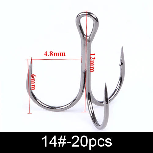 Nova Super Sharp Treble Hooks – High Carbon Steel Barbed Lure Hooks, Sizes 3/0–#14 (10/20-Pack) 14 Nova Fishing & Outdoors
