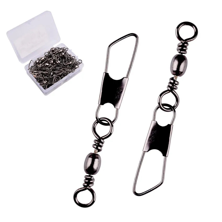 50-Piece Brass Barrel Fishing Swivels – Stainless Steel Ring Connectors Nova Fishing & Outdoors