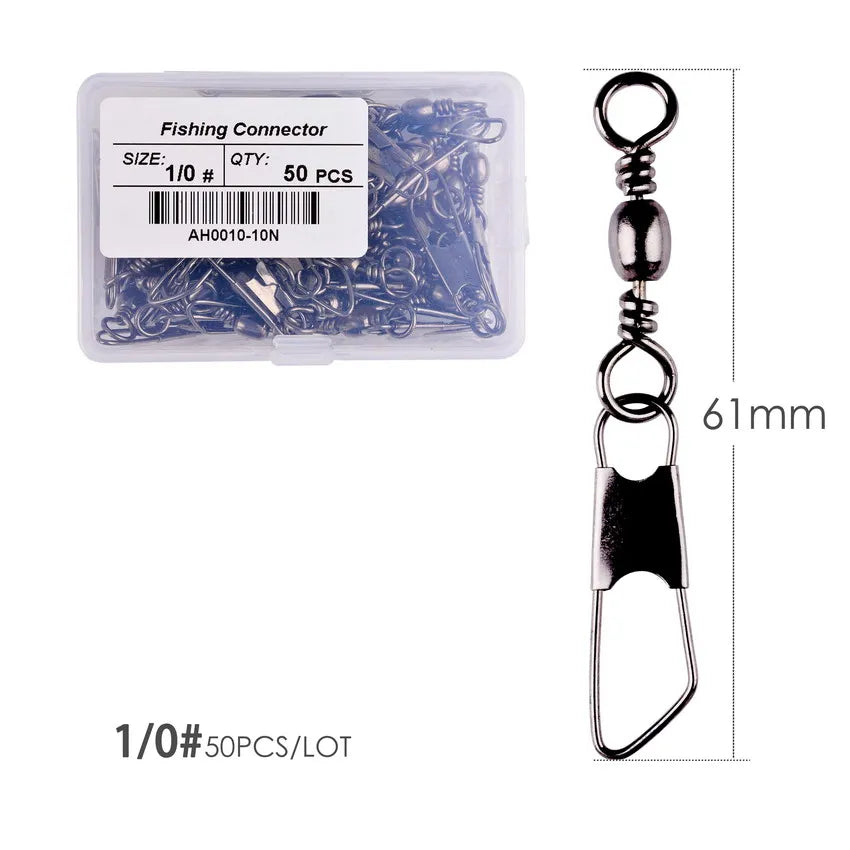 50-Piece Brass Barrel Fishing Swivels – Stainless Steel Ring Connectors Size 10 - 2.40 in (61 mm) Nova Fishing & Outdoors
