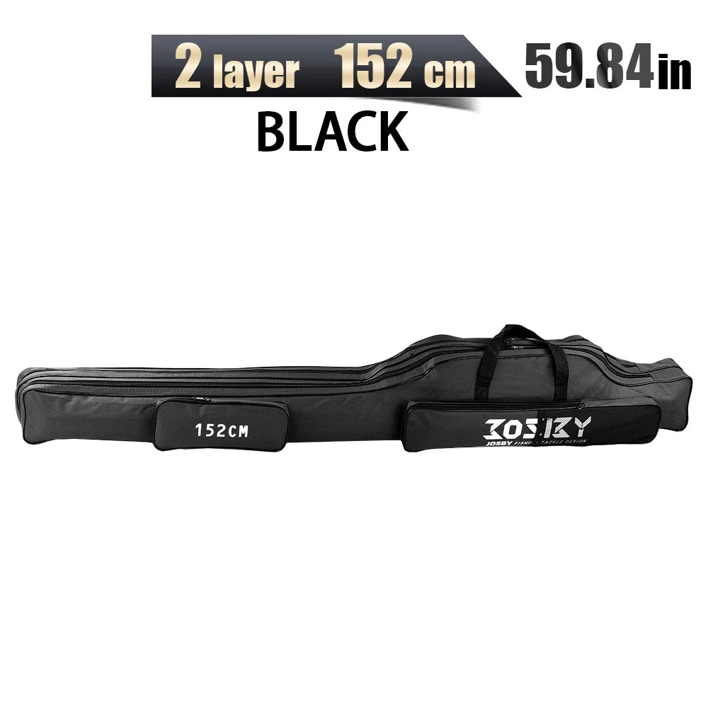 Nova Multi-Purpose Oxford Cloth Foldable Fishing Rod Bag Tools Carrier Case 60-180CM Green 152CM 2 Layer Black Nova Fishing & Outdoors