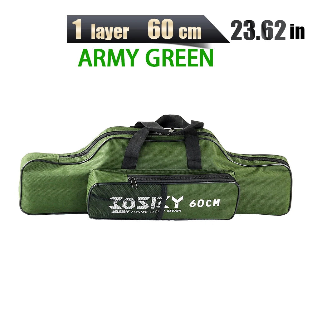 Nova Multi-Purpose Oxford Cloth Foldable Fishing Rod Bag Tools Carrier Case 60-180CM Green 60CM 1 Layer Green Nova Fishing & Outdoors