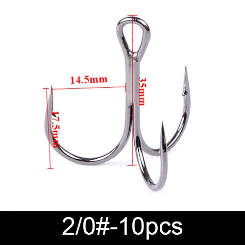 Nova Super Sharp Treble Hooks – High Carbon Steel Barbed Lure Hooks, Sizes 3/0–#14 (10/20-Pack) 2-0 Nova Fishing & Outdoors