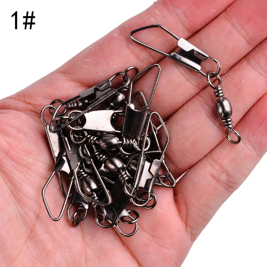 50-Piece Brass Barrel Fishing Swivels – Stainless Steel Ring Connectors Nova Fishing & Outdoors