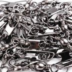 Nova Barrel Rolling Swivel with Safety Snap - High-Tensile Stainless Steel Fishing Lure Hook Connectors - 50Pcs Pack