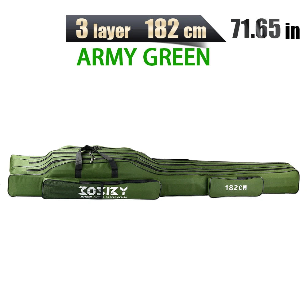 Nova Multi-Purpose Oxford Cloth Foldable Fishing Rod Bag Tools Carrier Case 60-180CM Green 182CM 3 Layer Green Nova Fishing & Outdoors
