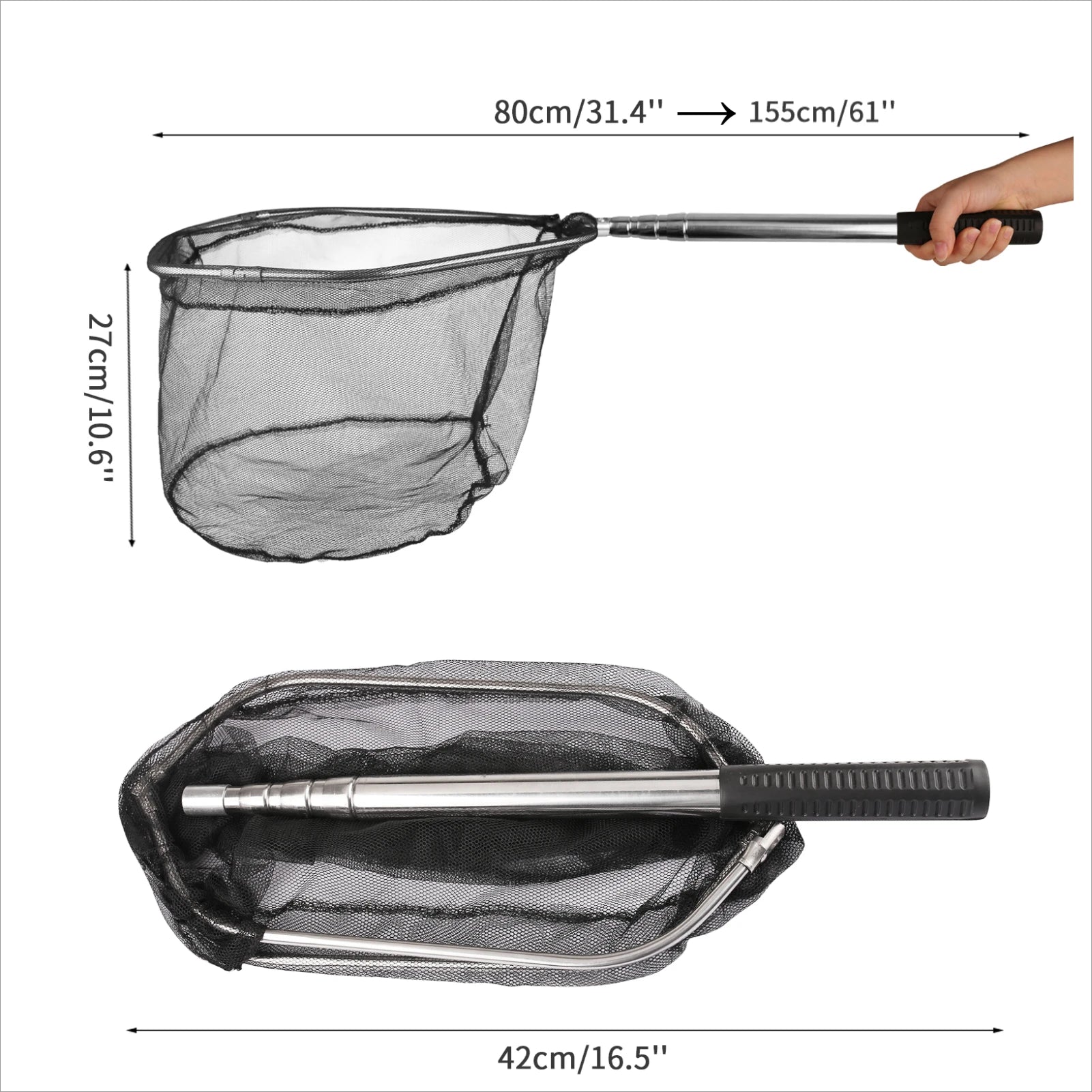 Nova Fishing Landing Net - Aluminum Alloy Telescoping Folding Mesh Net - Safe Fish Catching & Releasing