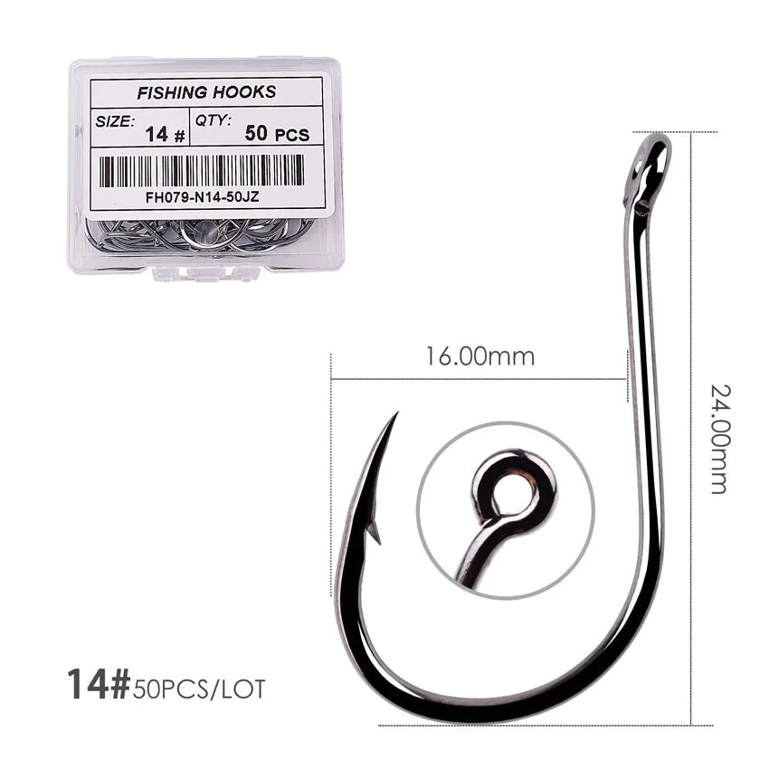 Nova Offset Circle Hooks – Sizes #1 to 5/0, Live Bait Fishing Hooks (20/50 Pack) Size 14 - 50pc Nova Fishing & Outdoors