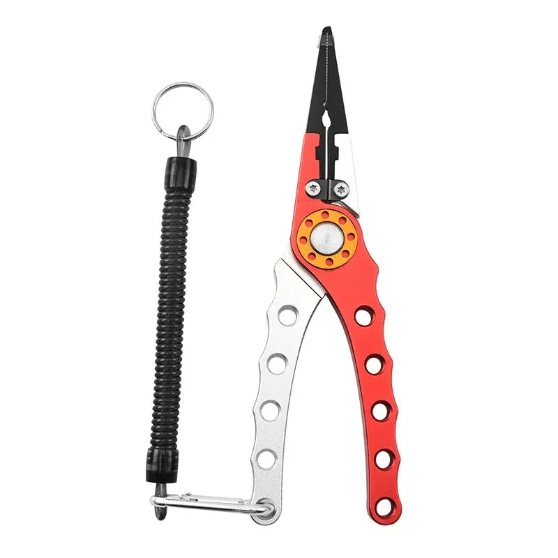 Nova Multifunctional Fishing Pliers Aluminum Alloy Braid Line Cutter Hook Remover Tool with Lanyard red 2 Nova Fishing & Outdoors