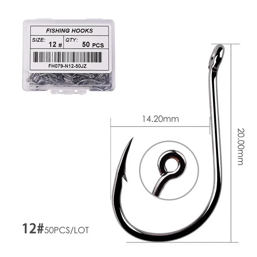 Nova Offset Circle Hooks – Sizes #1 to 5/0, Live Bait Fishing Hooks (20/50 Pack) Size 12 - 50pc Nova Fishing & Outdoors