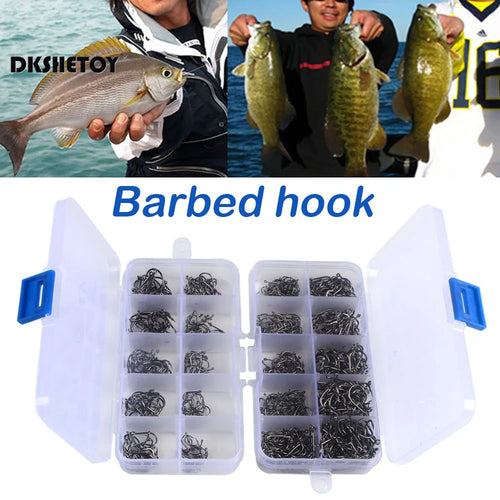 Barbed Fishing Hook Assortment – 10 Sizes, Carbon Steel, Organized Tackle Box Nova Fishing & Outdoors