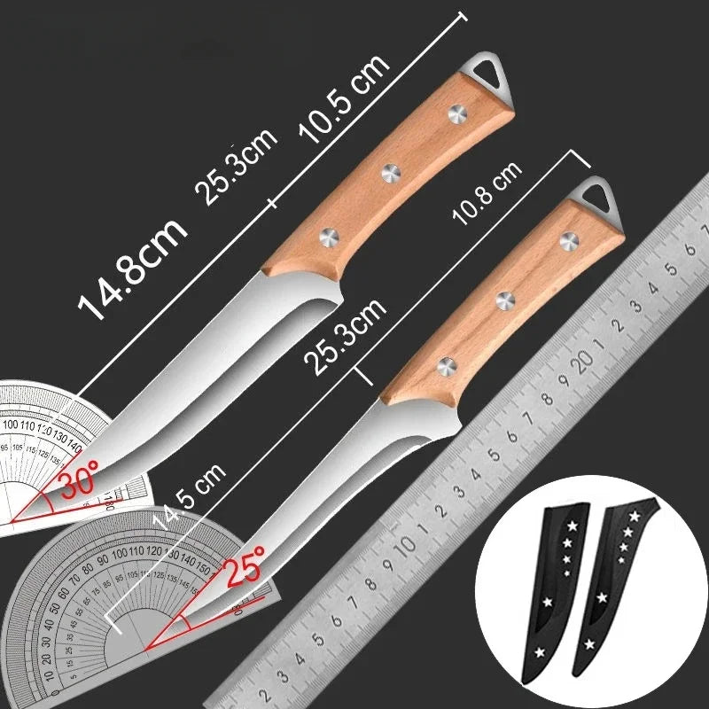 Fish Fillet Knife with Stainless Steel Blade & Wooden Handle 2pcs Nova Fishing & Outdoors