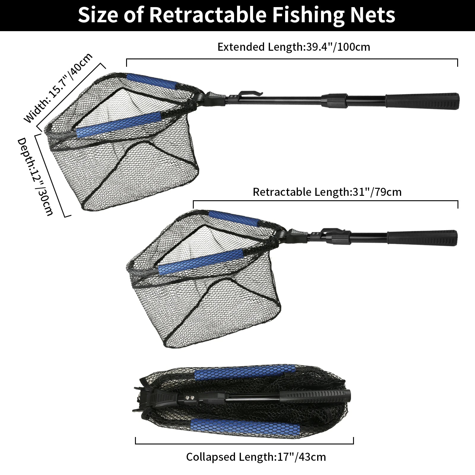 Nova Fishing Landing Net - Aluminum Alloy Telescoping Folding Mesh Net - Safe Fish Catching & Releasing