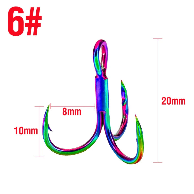 Nova Colorful Treble Hooks – Antirust Barbed Lure Hooks, Sizes #4-#10 (10-Pack) 6 Nova Fishing & Outdoors