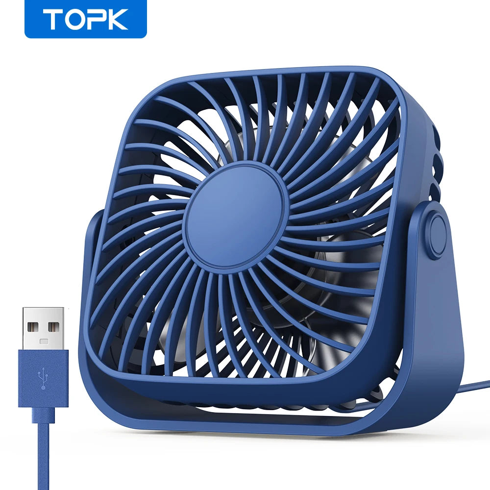 USB Portable Mini Fan – 3-Speed Quiet Cooling for Camping & Outdoors Blue Nova Fishing & Outdoors