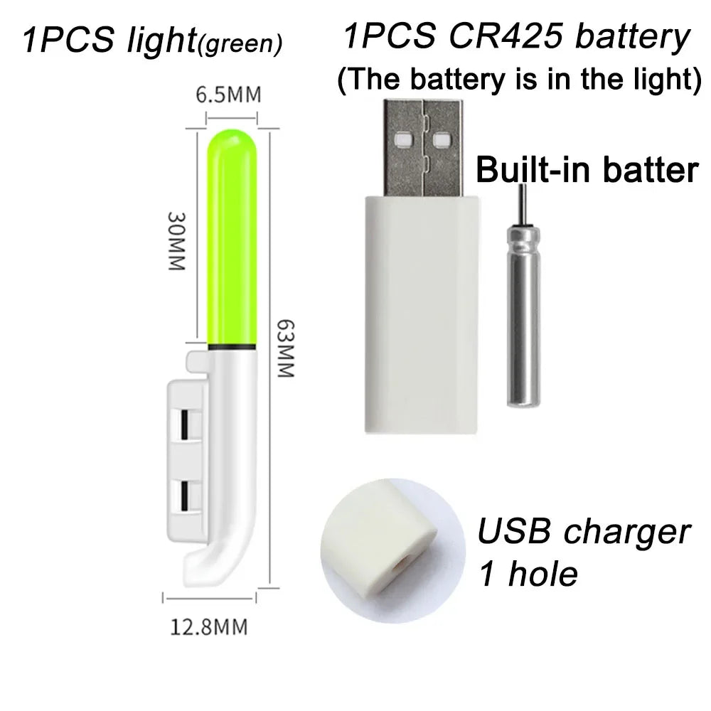 Nova Rechargeable Night Fishing Light – USB LED Rod Tip & Float Light, Waterproof 1 Green CR425 charge Nova Fishing & Outdoors
