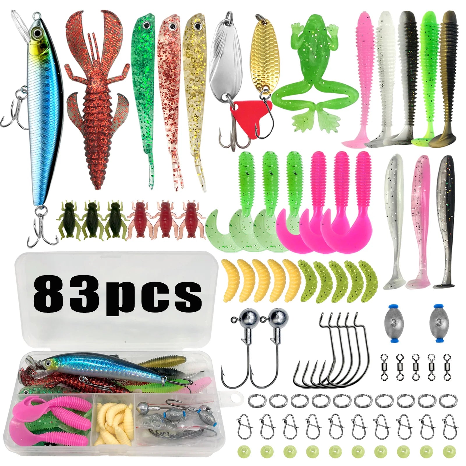 Multi-Piece Professional Fishing Lure Kit and Layered Tackle Box SMT-83B Nova Fishing & Outdoors