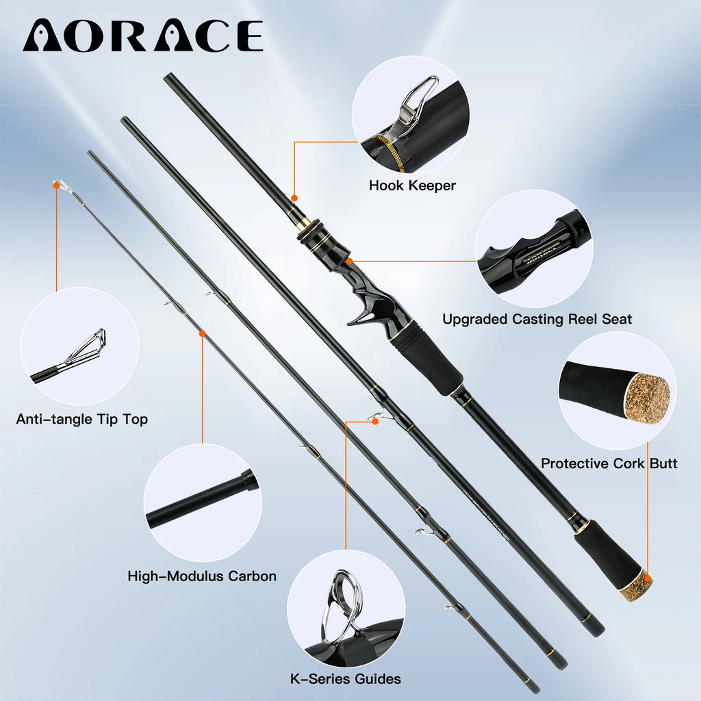 Aorace Spinning Baitcasting Travel Carbon Mini Fishing Rods 1.8~2.4m Casting Weight 4-21g M Fast Lure Goods For PHISHGER Pole Nova Fishing & Outdoors