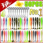 Soft Plastic Worm Lure Assortment Kit – 15/30/50pc Silicone Bass Baits Nova Fishing & Outdoors
