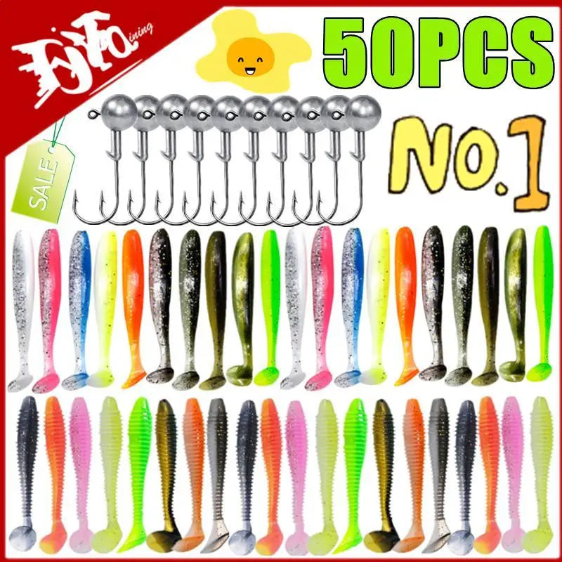 Soft Plastic Worm Lure Assortment Kit – 15/30/50pc Silicone Bass Baits Nova Fishing & Outdoors