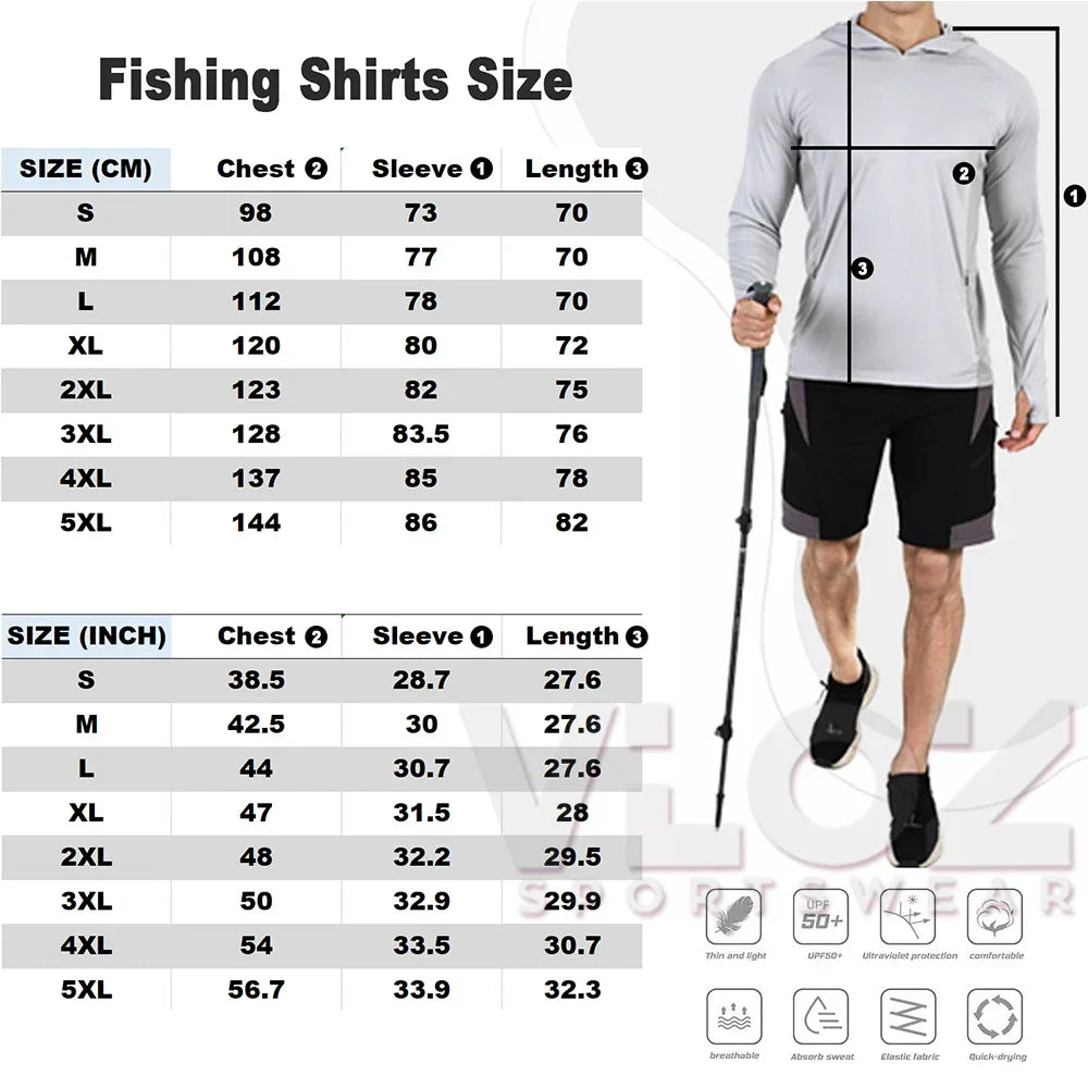 Nova Men's UPF 50+ Fishing Hoodie with Built-In Face Mask
