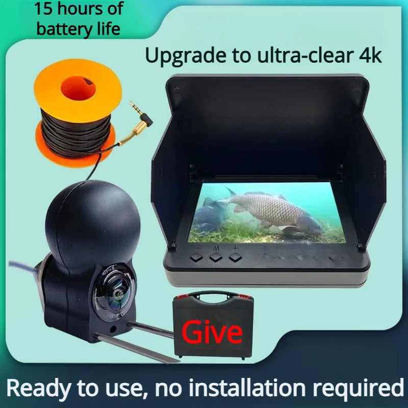 4.3" HD Portable Underwater Fishing Camera with IR Night Vision – Waterproof Depth Finder for Ice, Lake, & Boat