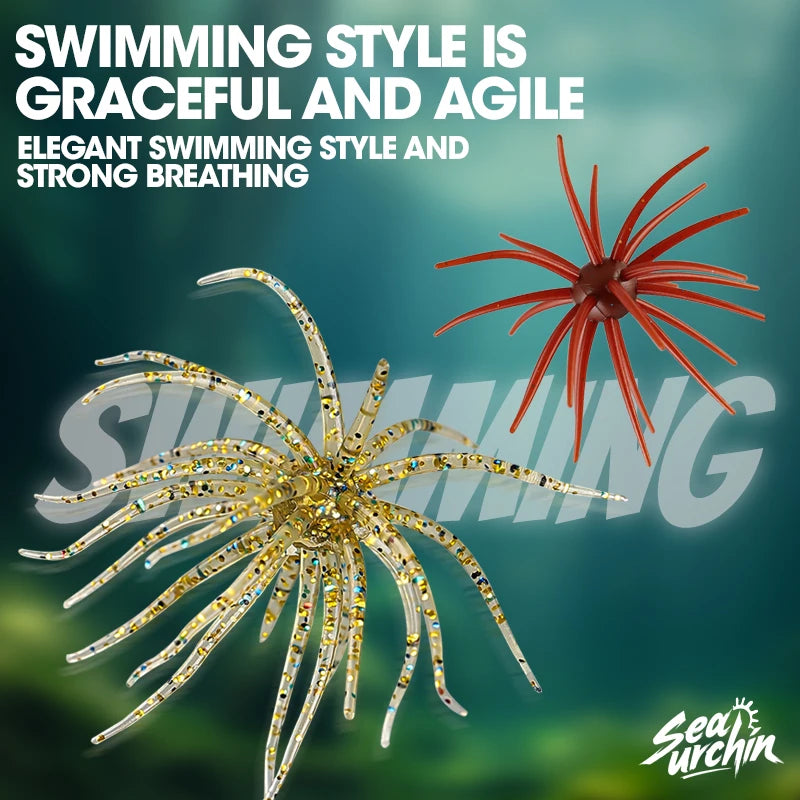 Nova Floating Sea Urchin Soft Lure Set - 2Pcs Radical Spined Finesse Lures - Tear-Resistant TPE Bionic Bait