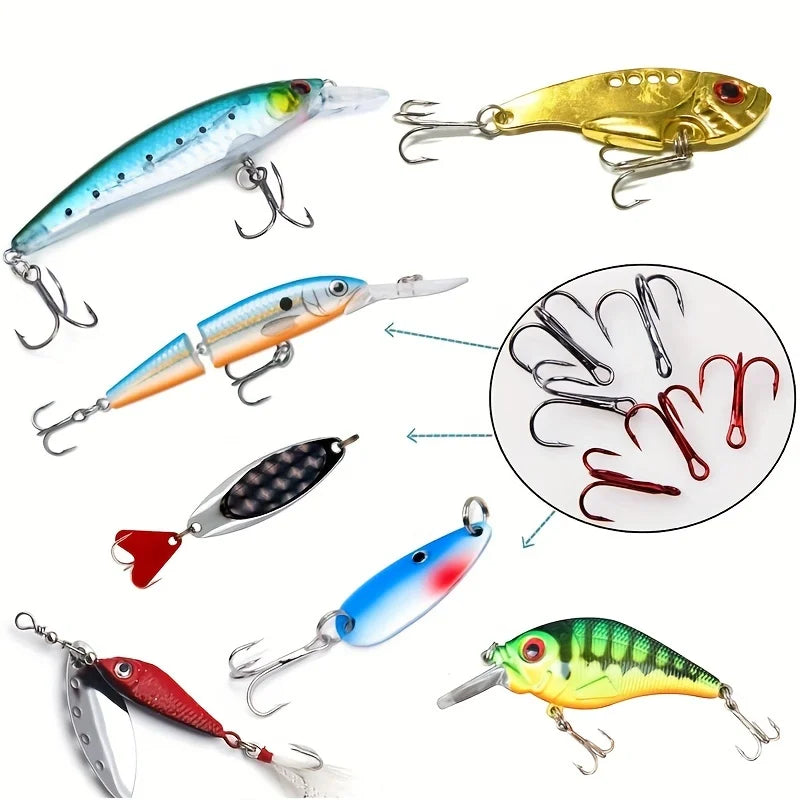 Nova Treble Hook Value Set – Strong Sharp Round Bend Lure Hooks, Saltwater & Freshwater (50/130pc)