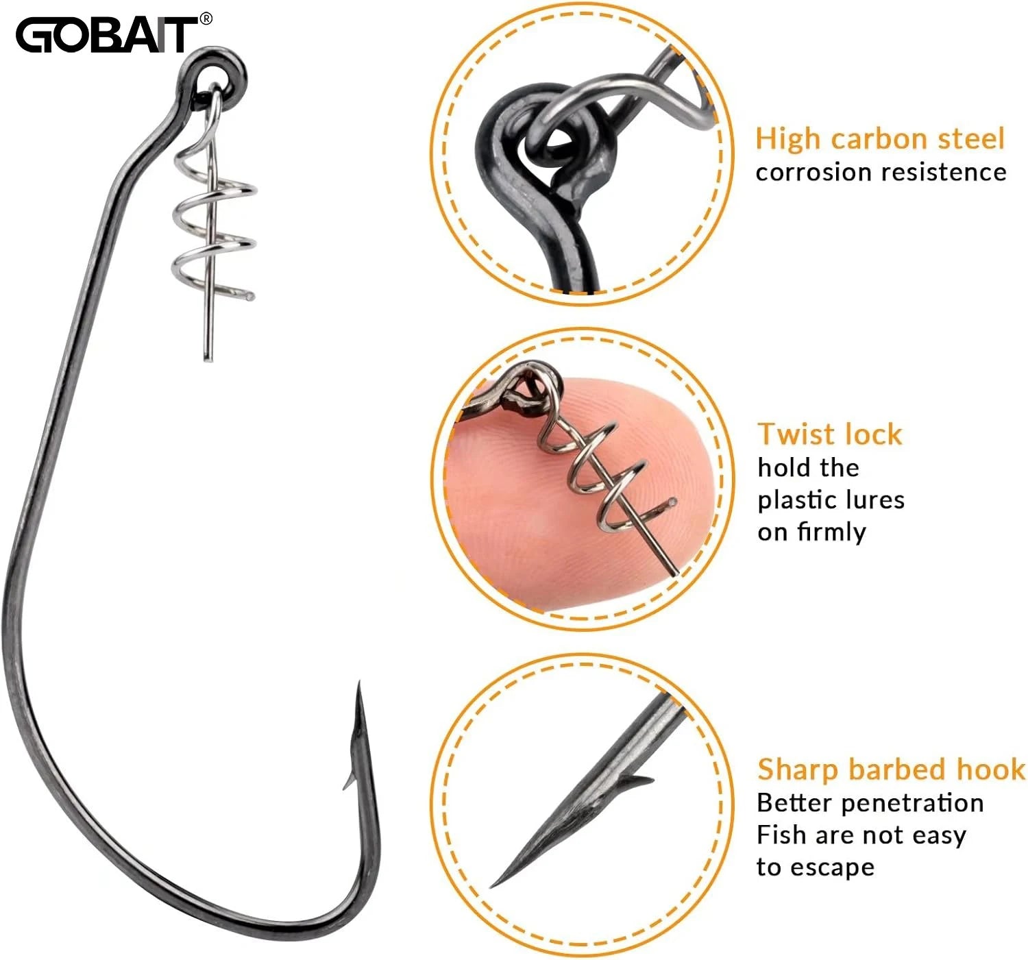 Nova Screw Lock Worm Hooks – Spring-Lock Offset Hooks for Soft Lures, Sizes 1-9/0 (10-Pack)